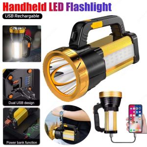 BLACKON Dimmable Camping Searchlight Anti-splash Water with Side Lights Handheld Spotlight Hurricane Energy Efficient Portable Mine Light Outdoor