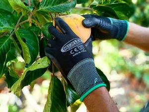 ถุงมือ ไนล่อนเคลือบพียูสีดำ 10คู่/แพ็ค ถุงมือทำงาน กระชับมือ พร้อมส่ง