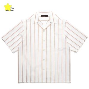 2025 High Quality Wacko Maria Stripe Shirt Men Women Couple Simple Casual Tee Tops Hawaiian Shirts