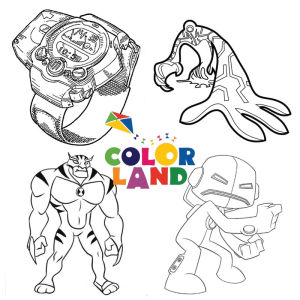 Phim hoạt hình Ben 10 - Set 20 Tờ Tranh Tô Màu A4 A5 Dành Cho Màu Sáp Màu Chì - TRANH TÔ MÀU COLOR LAND