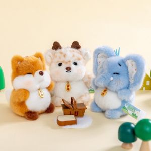 RGFV Cartoon Plush Animal Key Ring Polyester Bee Cat Dog Pendant Creative Baby Elephant Monkey Key Chain Students