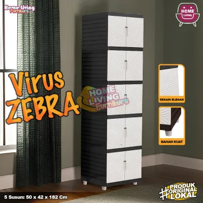 LEMARI PLASTIK VIRUS KINGDOM 4 SUSUN LEMARI PAKAIAN MINIMALIS CABINET SERBAGUNA - CREAM