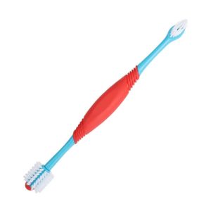 ER52858 360° Pet Double Head Toothbrush Soft Bristle Plastic Cat Grooming Toothbrush Pet Accessories Wear Resistant Pet Finger Toothbrush For Dogs Cats