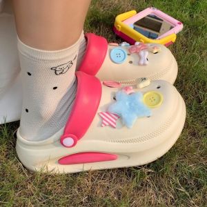 [Free Shipping] WomenS Thick-Soled Clogs For Summer Outdoor Wear Non-Slip Height-Increasing Beach Sandals Closed-Toe Half Slippers