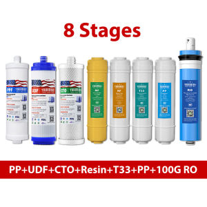 TROUWIDS 100GPD 8-Stage Reverse Osmosis RO Drinking Filtration System Water Filter Water Purifier
