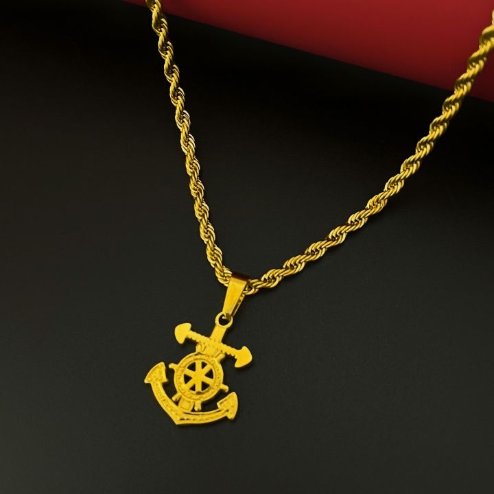 18k Gold Anchor Anchor Link Necklace 18ct 18K 750 Yellow Gold