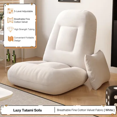 Tatami Floor Chair with Backrest Foldable Lazy Sofa for Home Use Bedroom & Balcony
