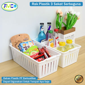 Rak Plastik 3 Sekat Serbaguna Rak Bumbu Dapur Kosmetik Kamar Mandi Keranjang Penyimpanan Accesories