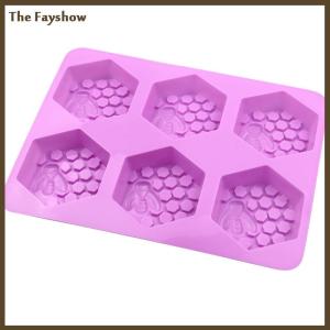 [The Fayshow] 3D Handmade Soap Silicone Mold 6-Piece Bee Shape Silicone Mold DIY Handmade Soap Mold Homemade Honeycomb DIY Cake Mold