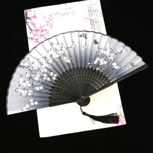 JKDESIGN Quality Elegant Vintage Style Bamboo Wooden Colorful Handmade Fan Crafts Home Decoration Folding Fan Dance Hand Fan