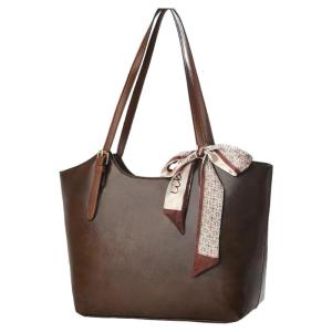 Elegant Underarm Bag Large Capacity Shoulder Satchel Armpit Purse Bows Scarf Trendy Office Handbag for Women and Girls