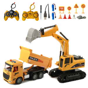 ST[Fast Delivery][Original Available]2.4G RC Excavator Children Remote Control Model Car Engineering Dump Truck Bulldozer High Tech Alloy RC Cars For Children Toys