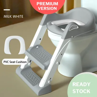 Baby Toddler Kids Boy Girl Potty Training Seat with Ladder Toilet Seat with Step Stools Non-Slip Potty Chair Adjustable Foldable with Splash Guard and Handles