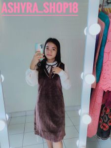 Dress Tunik Velvet Kombinasi Katun Import Fashion Wanita Ash110012