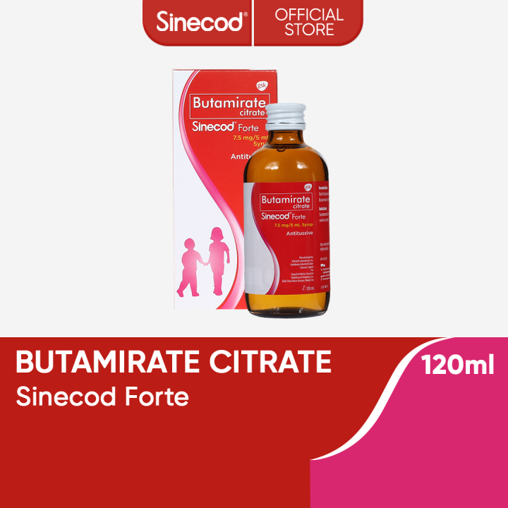 Sinecod Forte Syrup 120ml Butamirate Citrate Antitussive for Long