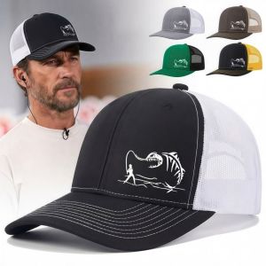 PAZNUL Fisherman Print Mens Baseball Cap Grid Hip Hop Trucker Hat Fashion Lightweight Duck Tongue Hat Spring Summer Outdoor