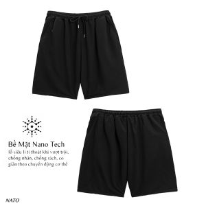 Quần Short SHORTS Thể Thao Nam Vải Cotton Thun Lạnh Gió Có Túi Xịn Trơn Màu Đen Có Lỗ Dây Co Giãn Đẹp Quần Ngắn Đùi NATO