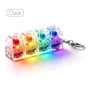 4 Keys Mechanical Keyboard Keychain with RGB Light Stress Relief Toys Gift Keychain