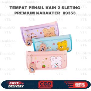 Tempat Pensil Kain 2 Sleting Premium karakter lucu 89353