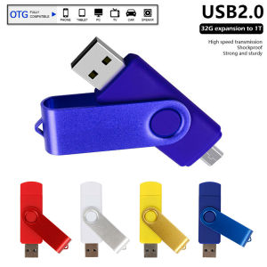 ♥【Readystock】 + FREE+ COD ♥ Rotate OTG metal U disk 2 IN 1 micro USB flash drive AndroidUSB flash drive 32GB expanded to 1T 1T Original Flash Drives USB Flash Drive