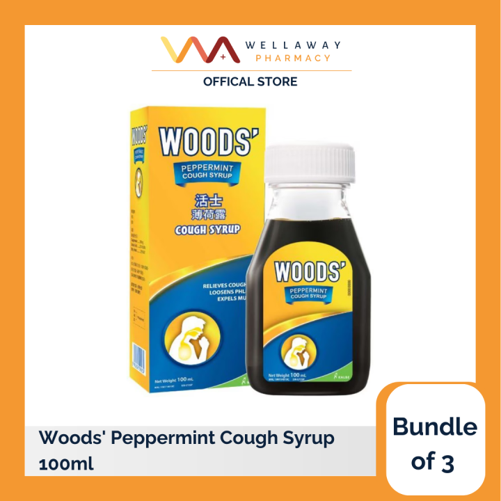 [BUNDLE OF 3] Woods' Peppermint Cough Syrup 100ml [Relieves coughing ...