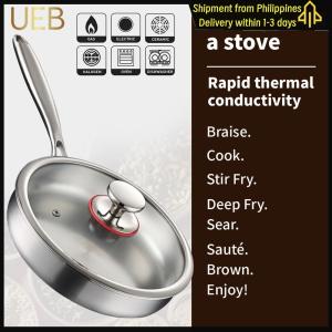 【UEB】 Large Stir Wok Pan With Lid Even-Heating Flat Bottomed Skillet Non-Stick for Omelette Pancake Steak