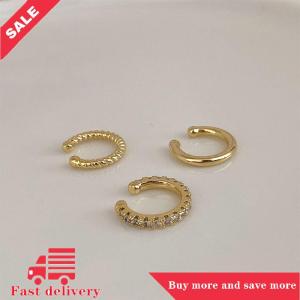 [COD] 3Pcs Simple Round Wrap Earrings Cartilage Ear Clip No Pierce Cartilage Earrings Ear Cuff