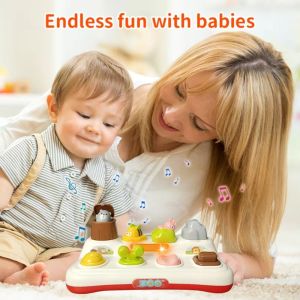 VERIDIAI Animals Theme Baby Pop Up Montesorri Toys Plastic with Buttons Peekaboo Switch Box Button Sensory Educational Toy Hide and Seek Interactive Animal Toy Box Fine Motor Skill Training