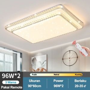 Remote Control Lampu Plafon Ceilling 90x60cm Lampu Lampu Hias Rumah Lampu Kotak Untuk Ruang Tamu/Kamar Tidur/Dapur Lampu Hias Plafon