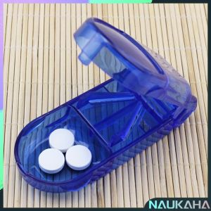N.K. Square Round Transparent Pill or Tablet Cutter with Medicine Storage pill box