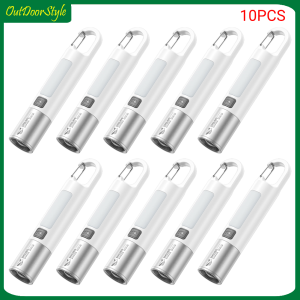 【Big Sale】10PCS Smiling Shark Super Bright Flashlight USB Charging Camping Powerful Flashlight 300LM Ultra Bright LED Torch for Outdoor Hiking Fishing