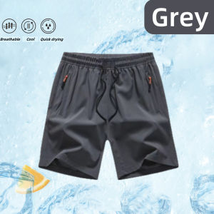 Summer Ice Silk Shorts for Men Thin Quick Drying Sports Ice Silk Simplicity Basketball Running Loose Breathable Casual Stretch Beach Wear-resistant High-end 5-point Pants