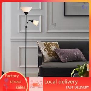 【christmas decorations 2024】 International logistics Free lamp COD LED E27 floor lamp three-color lamp 2 head lampshade Bedroom floor lamp stand floor lamp shade can be dimmed study desk lamp shade night light