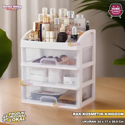 Rak Kosmetik dengan Laci Kosmetik Tempat Makeup 3 Susun Kingdom Glow Rak Makeup Organizer