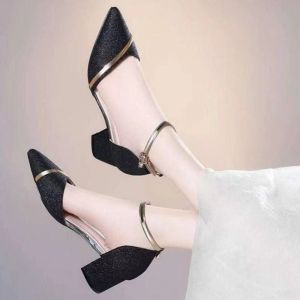 Free Shipping WomenS High-Heeled Sandals For Summer 2026 Featuring A Closed-Toe Design Hollow Detailing Chunky Heels And A Single-Strap Buckle
