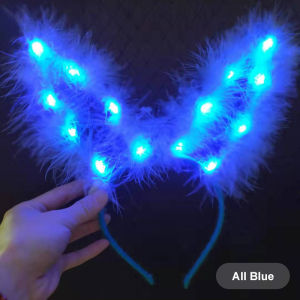 Glowing Feather Headband LED Highlight Bunny Hairband Light-up Flashing Hair Hoop Party Festival Birthday Wedding Costume Favor Kids Toys
