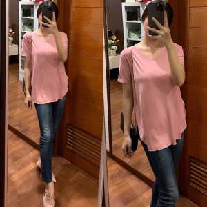 Kaos atasan spandek belah samping baju kaos wanita