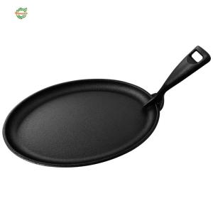 10.6 X 6.89in Iron Griddle Oval Shape Sizzler Pan Fajita Skillet Fajita Server Plate Griddle Pan for Stove Cooking Grilling Meats Seafood [Winnereco World]