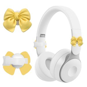 NEXTYOO 2PCS Silicone Đồ trang trí tai nghe Hình dạng cung 3D Phụ kiện tai nghe Sáng tạo Tự làm Phụ kiện trang trí tai nghe Các cô gái