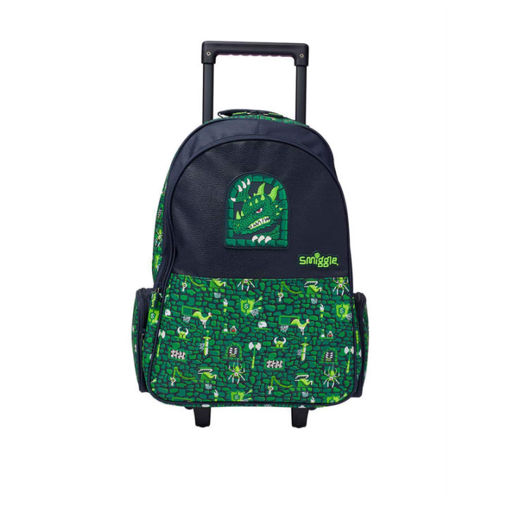 Smiggle Hi There Trolley Backpack Light Up Wheel Green