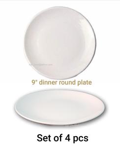 Ceramic Dinner Plate Set 9" Round Plates 4pcs KFC Swallow Plates Kitchen Dining Hotel Quality