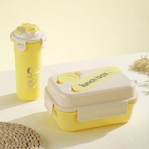 Kotak Makan Set Wonderfull Life Free Botol Cup Portable 480ML/Lunchbox 800ML +Sendok Garpu CT 0377