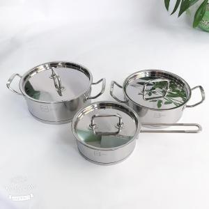Bộ nồi quánh Fivestar Standard inox 430 3 đáy nắp inox ( tặng 1 muỗng canh ) dùng được bếp từ hồng ngoại gas