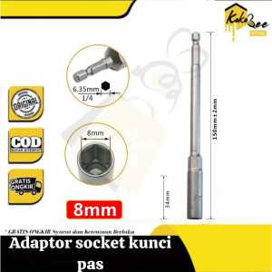 Adapter Soket Kunci Pas Ekstension Panjang 150mm Hex Nut Driver 8mm dan 10mm - Satuan Ekstensi Sambungan Mata Obeng Hex - Mata Bor Kunci Adaptor Socket Kunci Pas Extension Hex 150 mm Sambungan Mata Obeng Hex 8 mm dan 10 mm