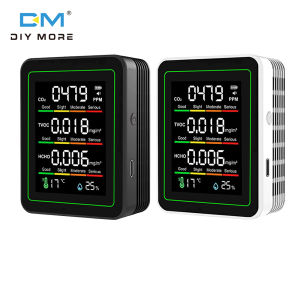 diymore New 5-in-1 formaldehyde monitor carbon dioxide detector TVOC temperature and humidity air quality monitor