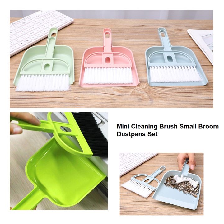 3 Pack Mini Boom And Dustpan Set With Handle, Hangable Small
