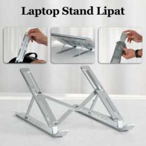 MC Laptop Stand Lipat Riser Foldable Adjustable Aluminium - N3 - Silver