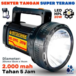 Senter Jumbo Mitsuyama Ms-1245 Senter Led Super JUMBO 20 Watt + 10 Watt Cahaya Putih Tahan 5-10 Jam | Senter Sorot 20Watt | Senter Super Terang | Toko Sinar Audio