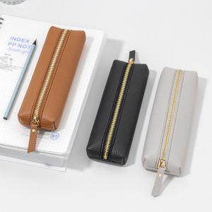 SHUNAICHI  Fashion Large Capacity Leather Pencil Bag Cute PenCase Stationery Holder Storage Box Zipper Pencil Pouch Student School Supplies