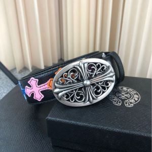 Ćhřomę & Ĥeaŕts Vine Cross 3.8 First Layer Cowhide Color Belt Embroidery Men and Women with The Same Style Street All-match Waist Belt